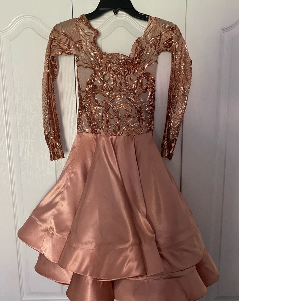 Rose Gold Sequin Homecoming Dress